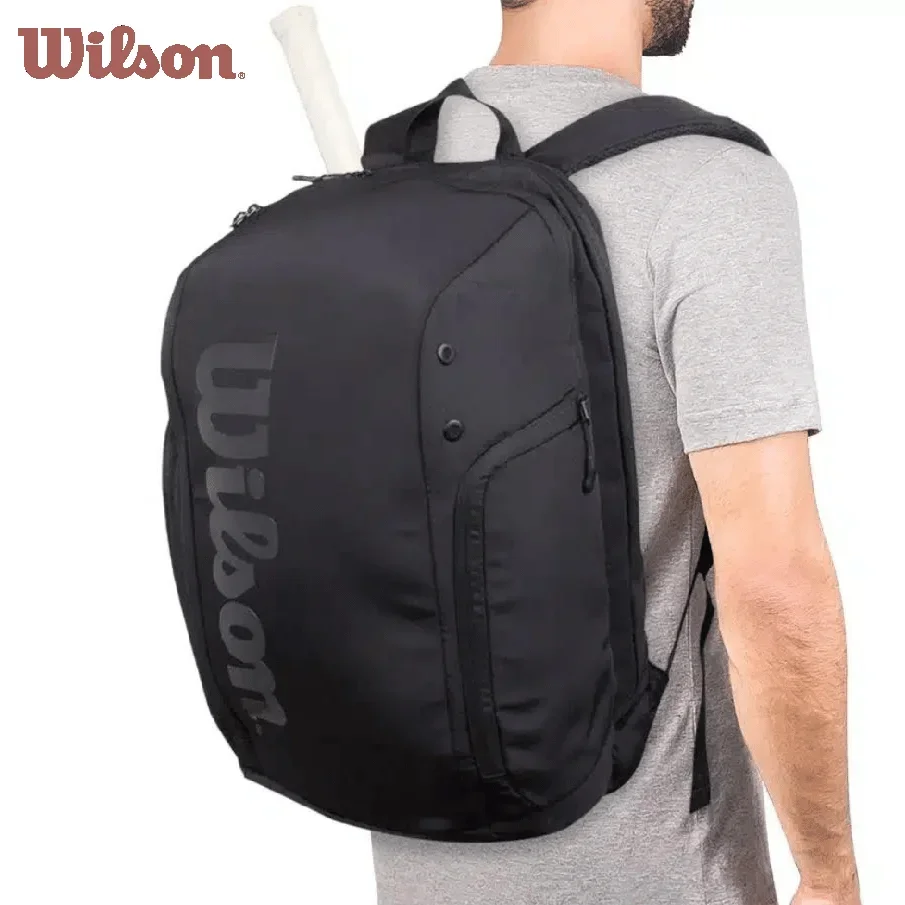 Borsa Da Tennis Wilson Roger Feder Black Pro Staff V13 Zaino Da Tennis Super Tour Team Per 2 Racchette Con Scomparti Isolanti