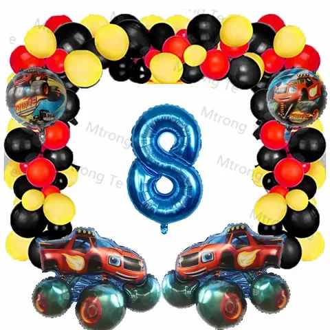 1Set Blaze Monster Foil Ballons Cartoon Sports Car Latex Ballons Macchine Per La Decorazione Della Festa Di Compleanno Racecar Suv Giocattoli Per Bamb