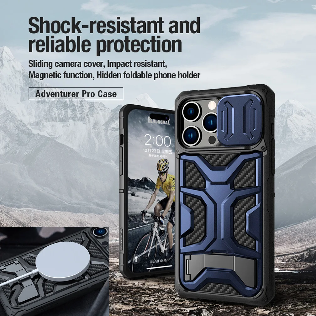 Per Iphone 14 Pro Max Custodia Nillkin Adventurer Pro Con Supporto Custodia Magnetica Camara Scorrevole Per Iphone14 Plus Cover