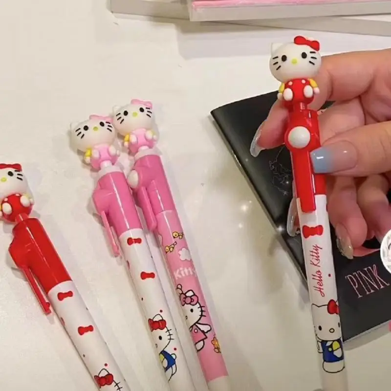 Sanrio Cartoon Neutral Pen Hello Kitty My Melody Cute Rotary Pen0.5Mm Ball Point Pen Auto Pen Have Quality Girl Christmas Gift
