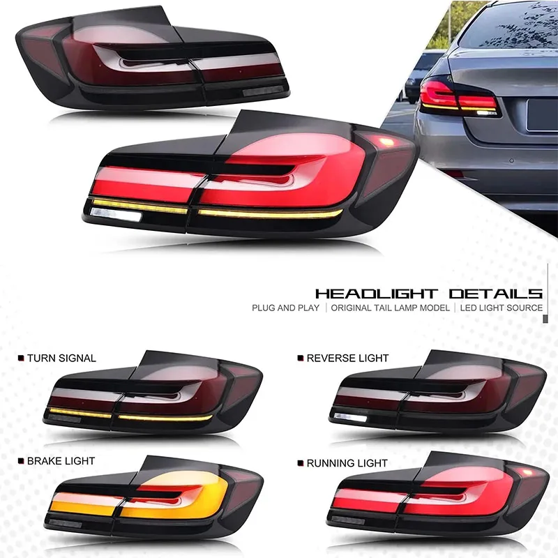 Feux Arriere Led Plug And Play Pour Bmw, Accessoires De Voiture, Lci Pour Bmw Seyrie 5, F10, F18, 2011-2017, Ferrieux Ere Cancers