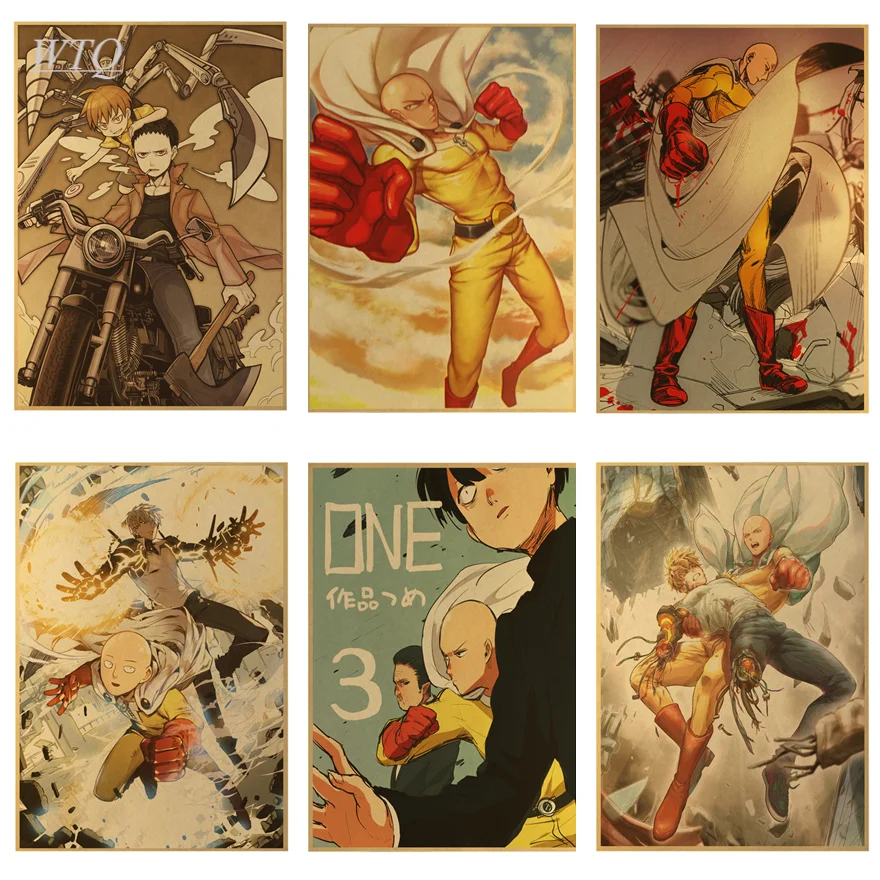 Pittura Su Tela Giappone Anime One Punch Man Anime Poster Retro Poster Wall Decor Wall Art Home Decor Foto Per La Camera Dei Bambini