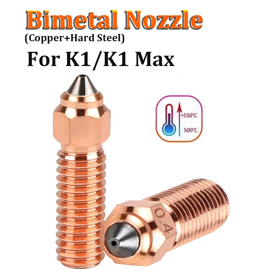 Ugello Bimetallico Per Creality K1 K1 Max Stampante 3D Ugello In Acciaio Temprato Placcato Rame 0.4Mm Per Parti Della Stampante 3D K1 K1 Max