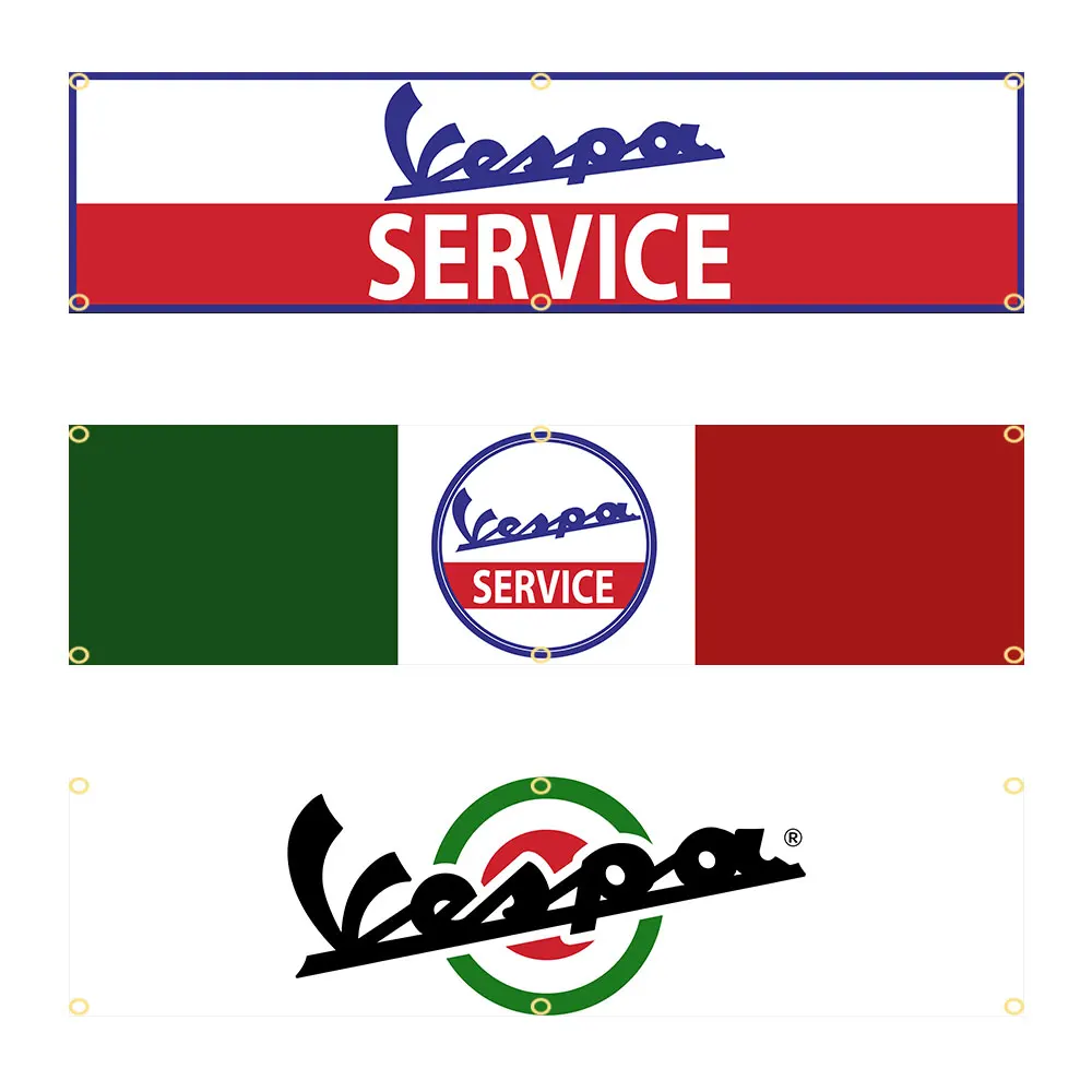 60X240Cm Vespas Flag Banner Arazzo Bandiera Stampata In Poliestere Garage O All'Aperto Per La Decorazione