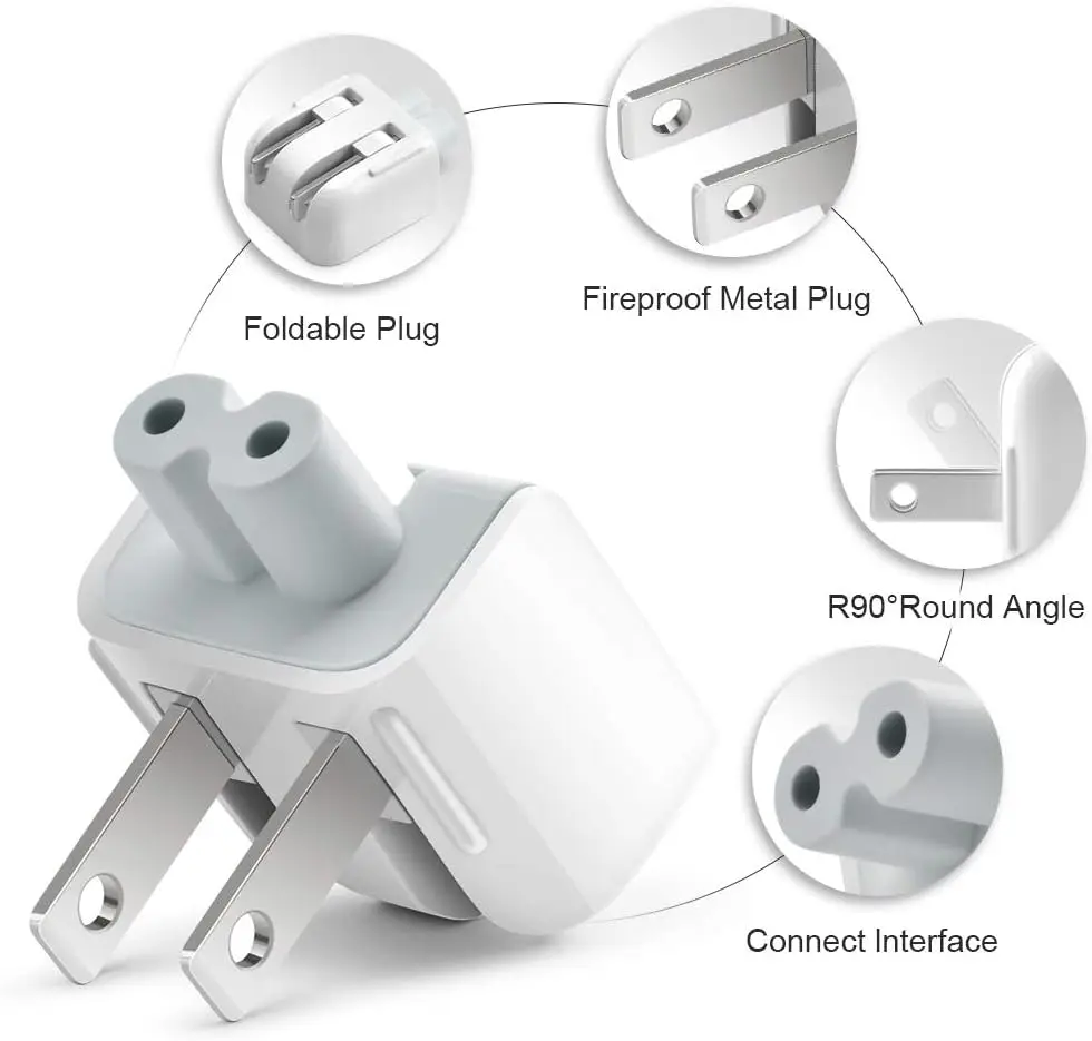 Mac Ac Power Adapter Plug Duck Head Us Wall Charger Cavo Ac Us Standard Duck Head Compatibile Con Mac Book/Mac Ibook/Iphone/Ipad