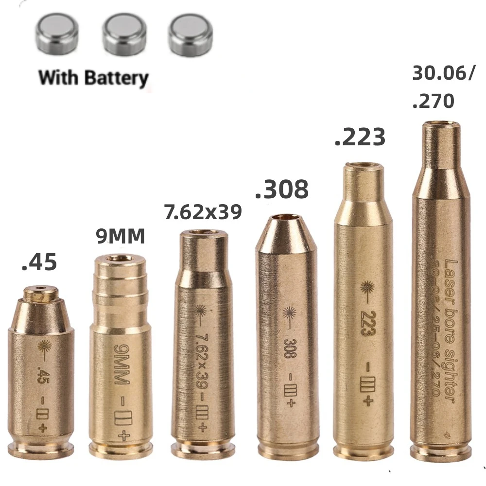 Nuovo Red Dot Laser Brass Boresight Cal Cartridge Bore Sighter Per La Regolazione Del Cannocchiale Della Pistola Da Caccia. 223 5.56 7.62 9Mm .308 12G