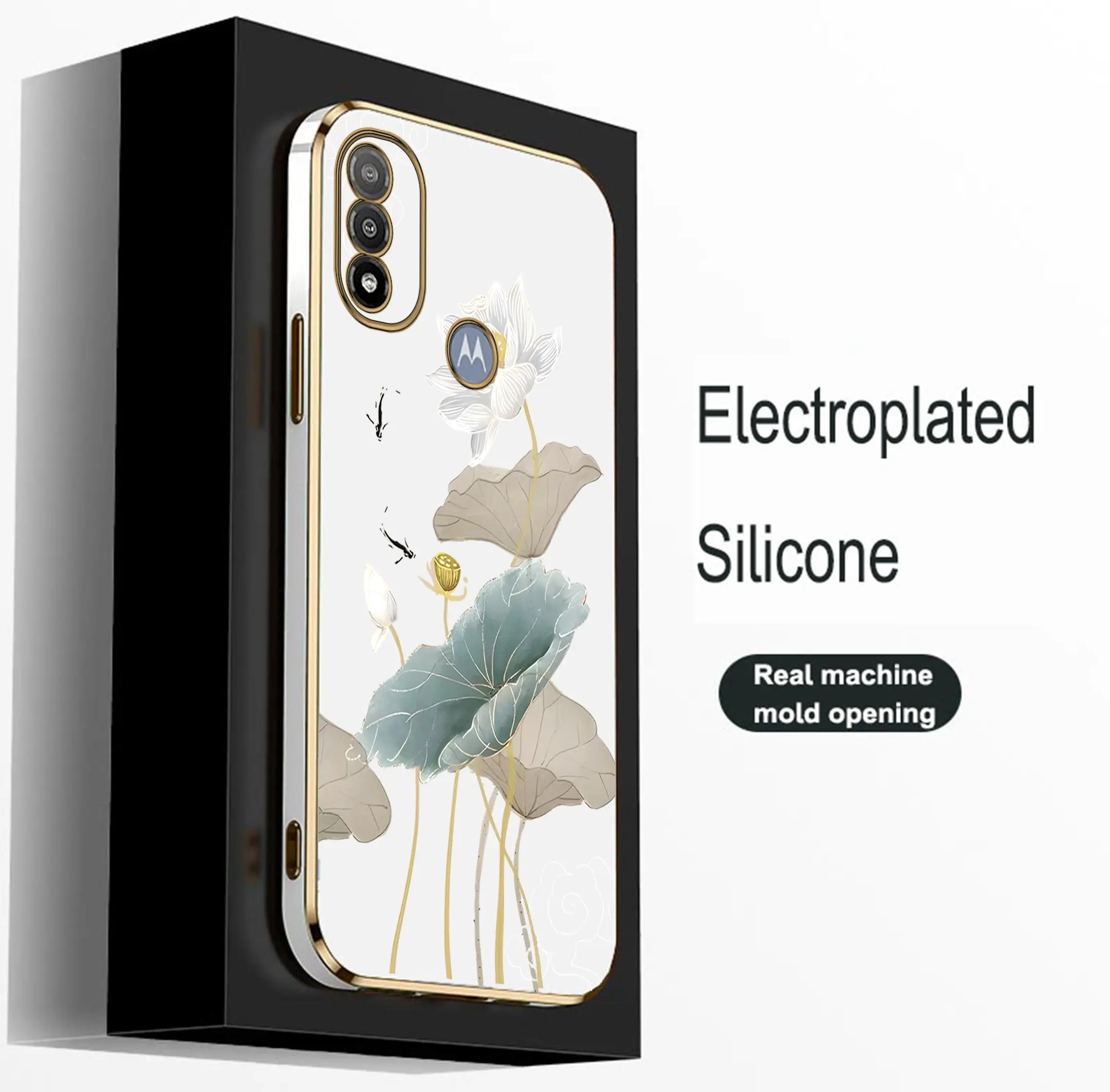 Custodia Per Telefono Con Placcatura Lotus Pond Per Motorola Moto E20 E7 Power E7 E7 Plus G22 G10 G9 G8 Cover In Silicone