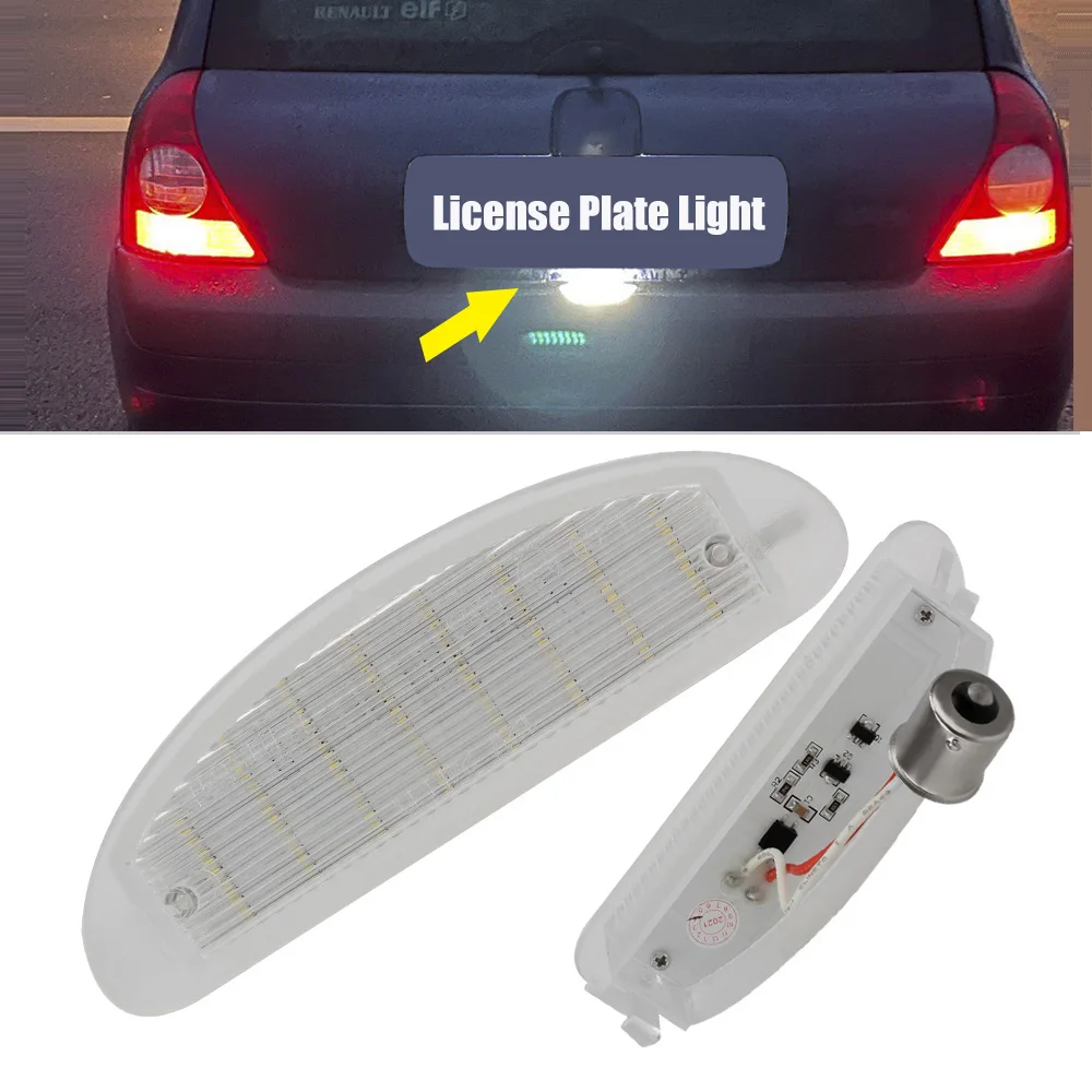 12V Car License Plate Lights Led Rear Lamps 7700410754 Replacement Error Free Automotive Accessories For Renault Clio Mk2 Twingo