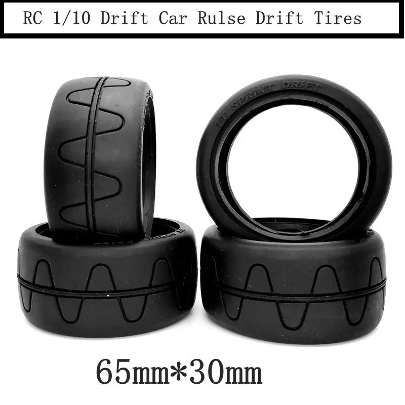 4 Pezzi Rc Hard Drift Pneumatici Pneumatico (Nero) Adatto Per 1:10 Drift Car 1/10 Drift Tire 65Mm * 30Mm Pulse Drift Tire To The Thunder Tiger