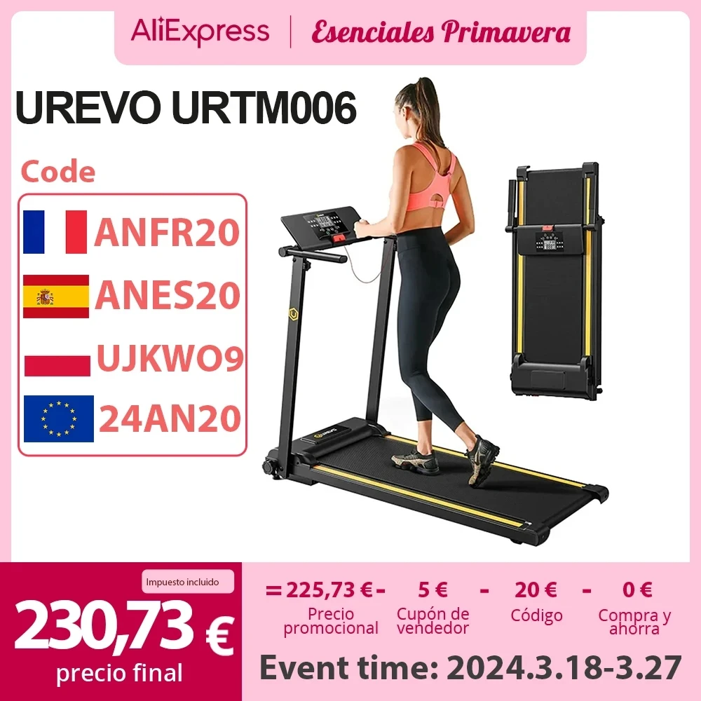 Urtm006 Foldi Mini Tapis Roulant Velocità Massima 1-10 Km/H Area Di Camminata 105*40Cm Carico Massimo 100Kg 12 Programmi Hiit Integrati