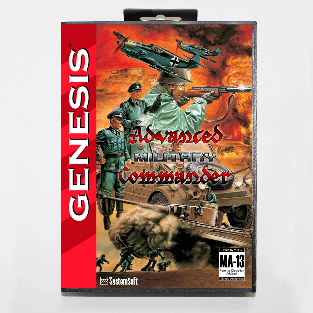 Scheda Di Gioco Advanced Military Commander Md Con Scatola Usa Personalizzata Per Console Sega Megadrive Genesis A 16 Bit