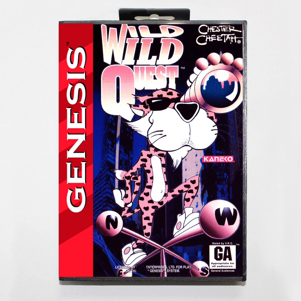 Chester Cheetah - Wild Wild Quest Md Game Card Con Scatola Usa Personalizzata Per Console Sega Megadrive Genesis A 16 Bit