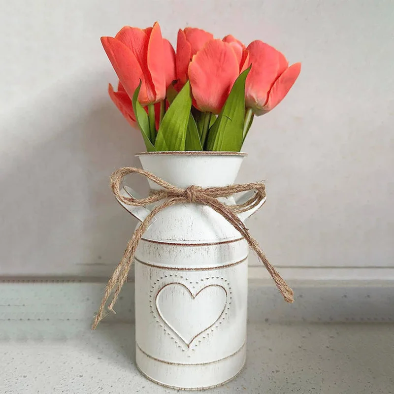 Vasi Di Fiori In Metallo Da Giardino Vintage Home Wedding Fiori Artificiali Secchio Portabottiglie Shabby Chic Country Style Jug Can Crafts