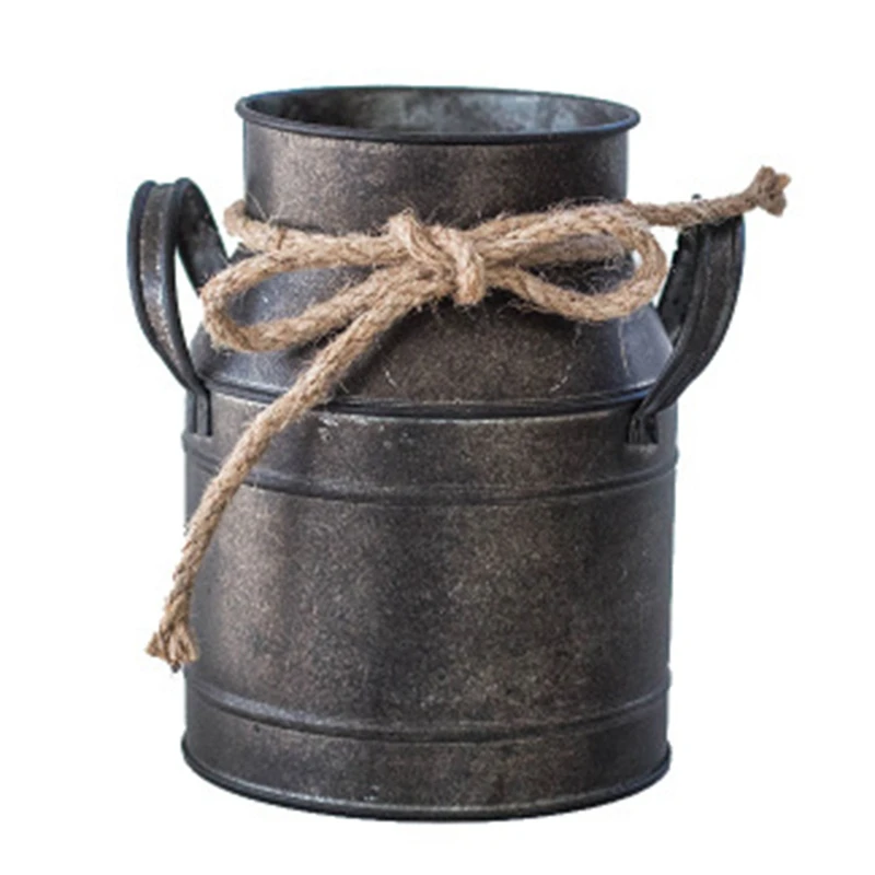 1Pc Shabby Chic Metallo Ferro Decorativo Vintage Rustico Vaso Latte Può Brocca Country Per Camera Da Letto Cucina Soggiorno