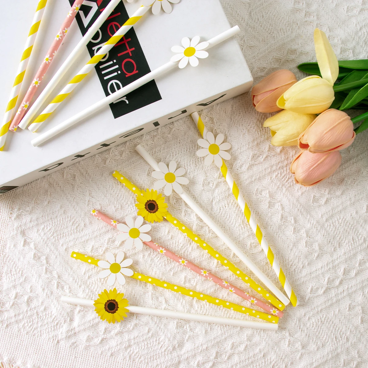 10Pcs Daisy Flower Cannuccia Di Carta Usa E Getta Per Daisy Birthday Wedding Party Decoration Supply Baby Shower Decoration