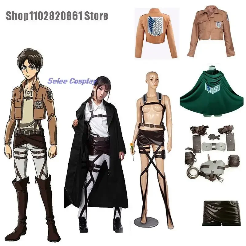 Anime Levi Attack Eren Titan Cosplay Suit Jacket Cinture Shingeki No Kyojin Cosplay Mantello Costume Legion Coat Giacche Halloween