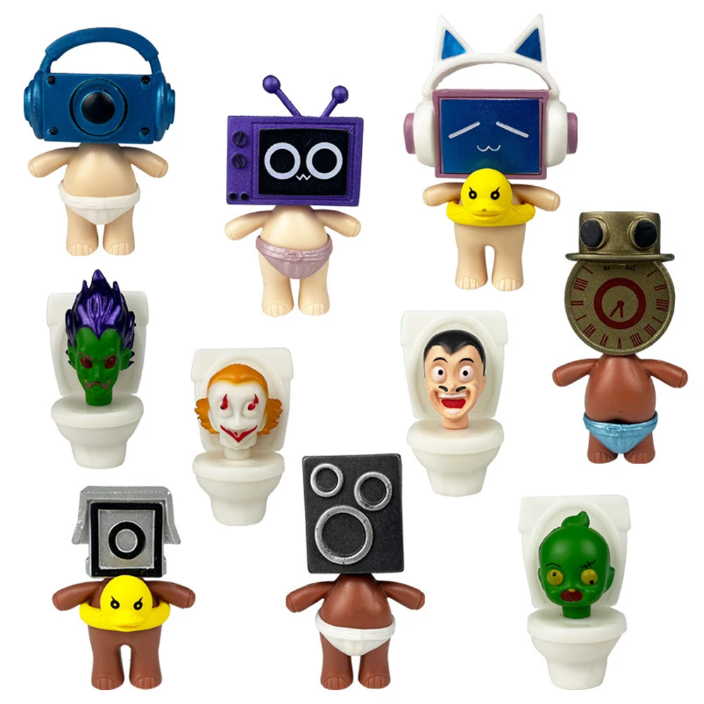 10 Pz/5 Pz Skibidi Toilet Figures Toy Game Closestool Tv Man Camera Man Action Figurine Collection Modello Bambola Regalo Per Bambini