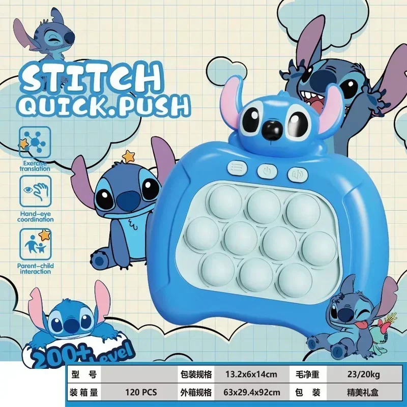 Disney Cartoon Stitch Quick Push Game Console Puzzle Press Toy Anime Stitch Cute Children'S Decompression Puzzle Regalo Di Compleanno