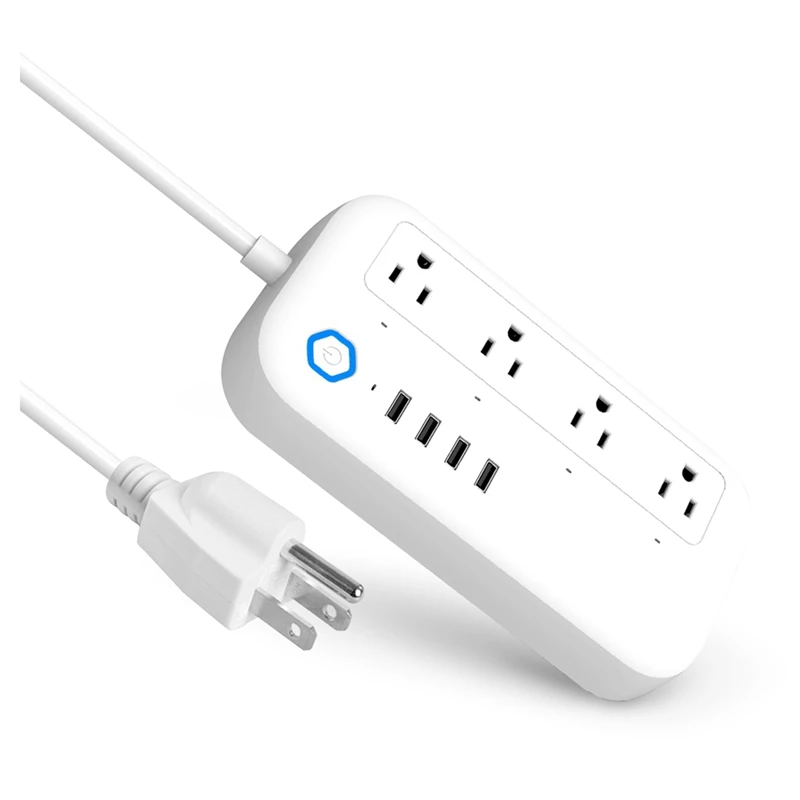 New-Yps11 Wifi Smart Power Strip Con 4 Prese 4 Porte Usb, Presa Wireless Per Ciabatta Con Telecomando Wifi (Spina Usa)