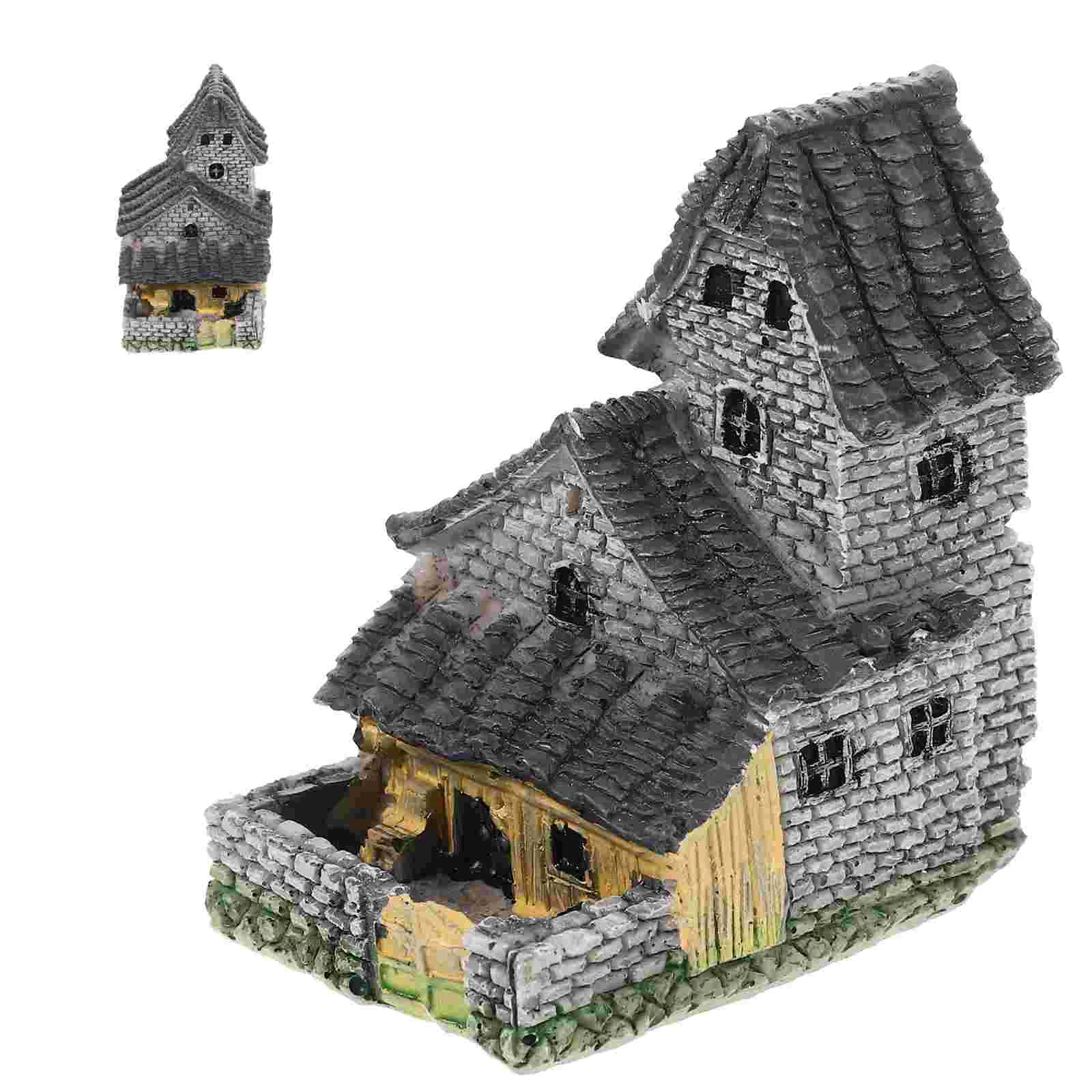 Mini Stone House Resin Crafts Statue Home Supplies Mini-Landscape Tiny Micro Garden Decor