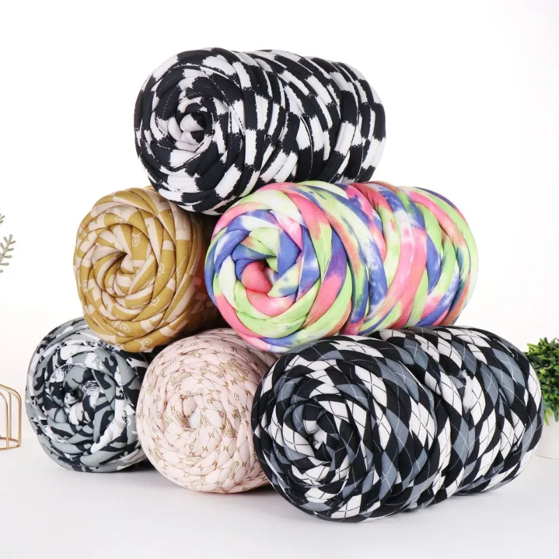 500G Core Spun Yarn Multicolore Crystal Filling Cotton Handmade Woven Blanket Filato Grosso