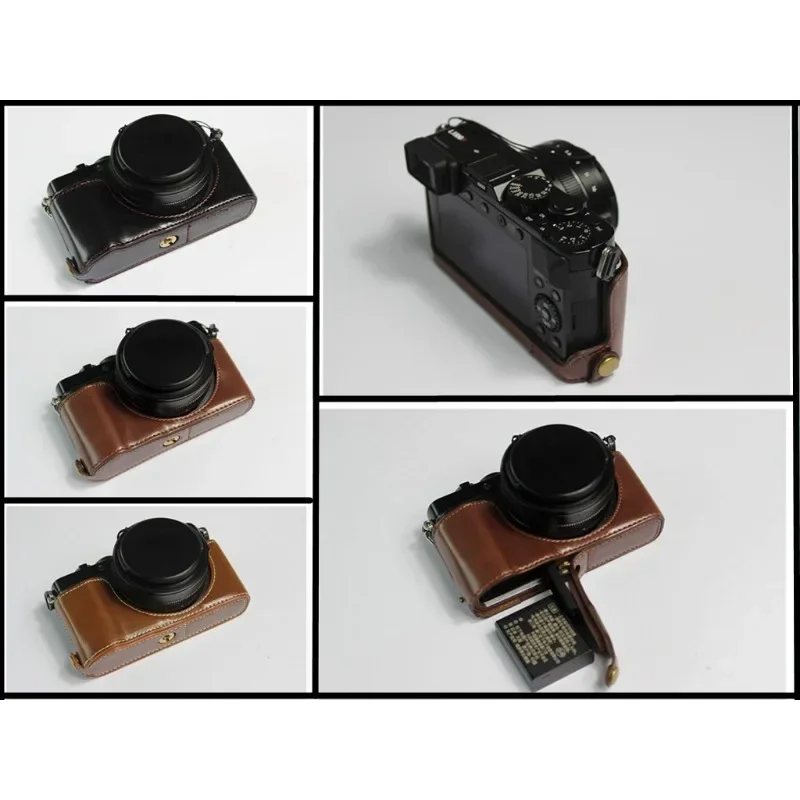 Custodia Mezza Cassa In Pelle Pu Per Panasonic Lumix Dc-Lx100M2 Lx100 M2 Lx100Ii Lx100 Ii Lx100 Markii Con Apertura Della Batteria