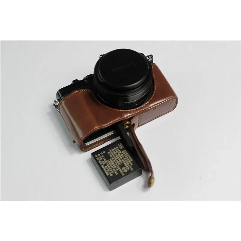 Custodia Mezza Cassa In Pelle Pu Per Panasonic Lumix Dc-Lx100M2 Lx100 M2 Lx100Ii Lx100 Ii Lx100 Markii Con Apertura Della Batteria
