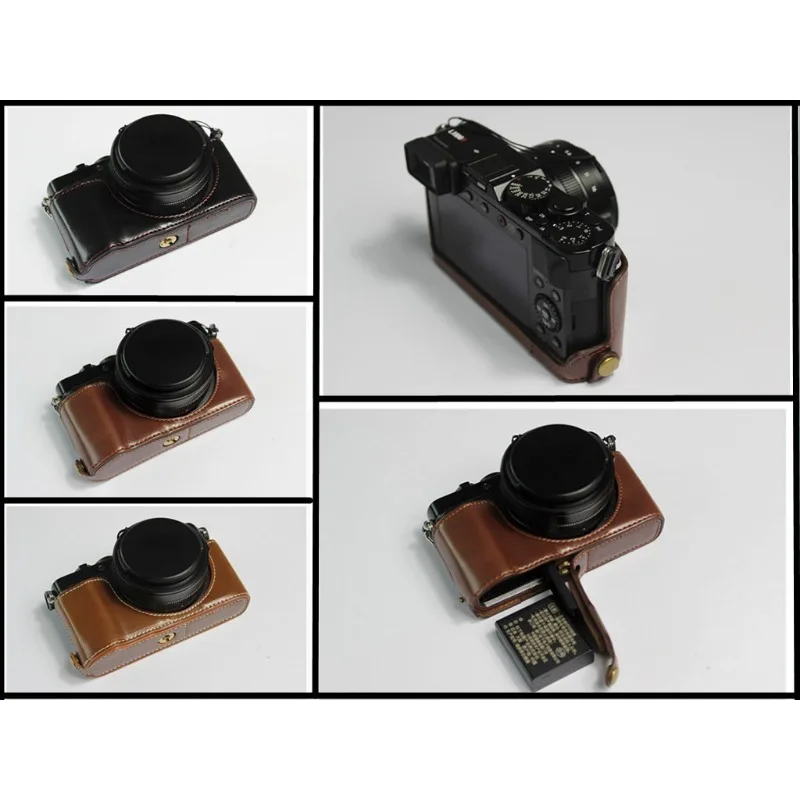 Custodia Mezza Cassa In Pelle Pu Per Panasonic Lumix Dc-Lx100M2 Lx100 M2 Lx100Ii Lx100 Ii Lx100 Markii Con Apertura Della Batteria