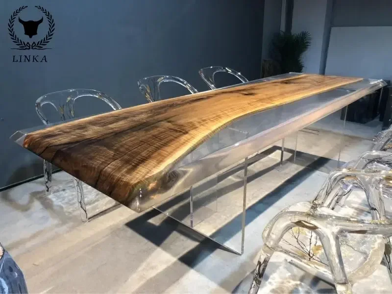 Tavolo Da Conferenza Commerciale In Legno Massello Di Resina Di Noce Nera Tavolo Da Fiume Con Top In Resina Epossidica Con Decorazioni Fai Da Te Anima