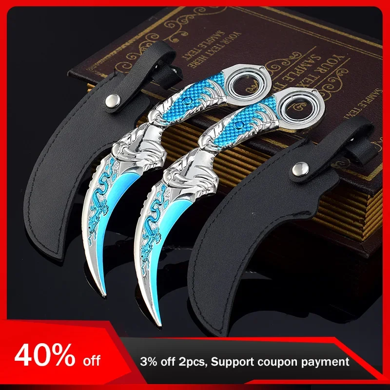 18Cm Global Strike Blue Dragon Golden Dragon Claw Knife Toy Sword Cosplay Metal Knife Model Game Periferiche Kid Toy Gift For Boy