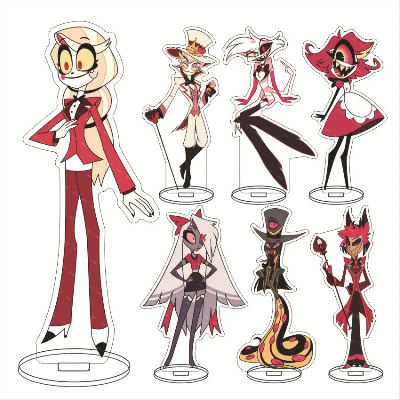 Helluva Boss Plate Desk Decor Charlie Morningstar Standing Vaggie Collection Ornament Angel Dust Bambola Acrilica Alastor Lucifero