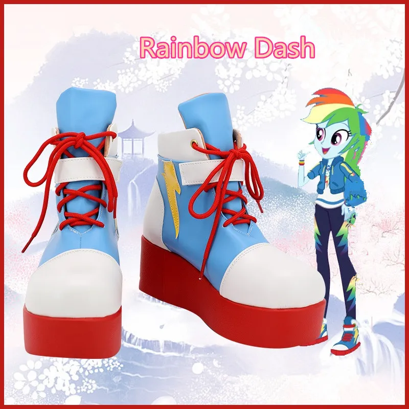 Equestrria Girls Rainbow Dash Cosplay Costume Scarpe Stivali Fatti A Mano In Ecopelle
