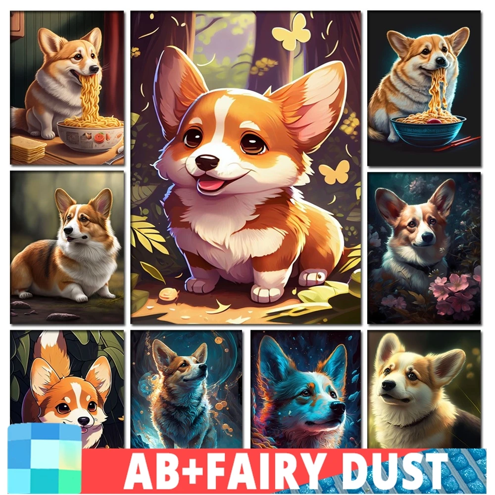 Ab Fairy Dust Corgi Dog Mosaic Picture Of Strass Pittura Diamante Fai Da Te Ricamo A Punto Croce Animale Nuovo Arrivo Home Decor