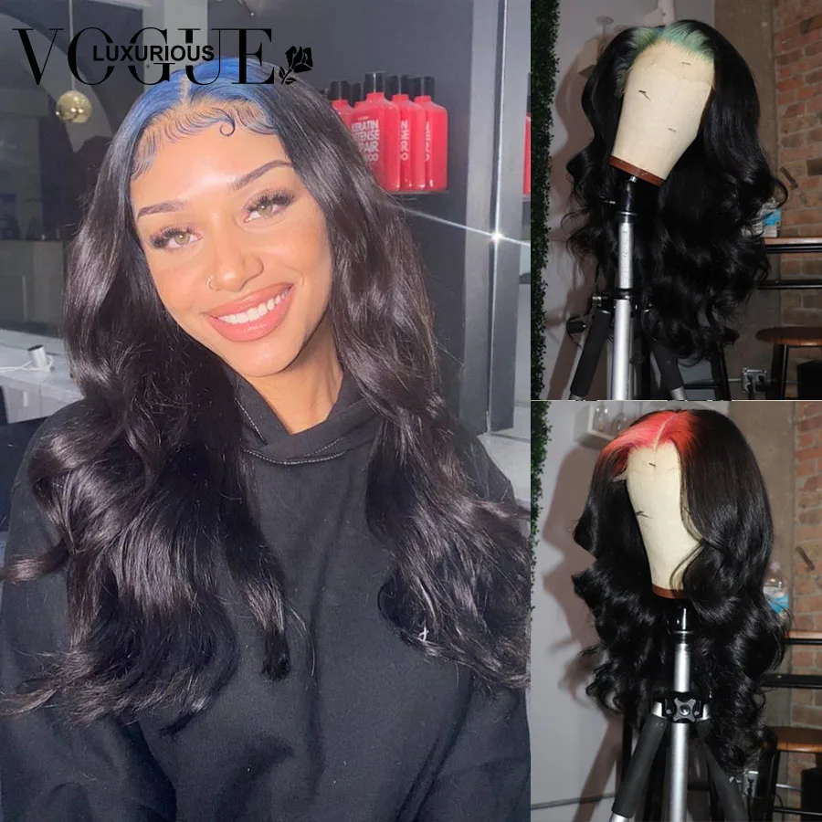 Ombre Blue Body Wave Parrucche Per Capelli Umani Per Le Donne Glueless Colorato Rosso Hd Parrucche Trasparenti In Pizzo Parrucca Per Capelli Brasilian
