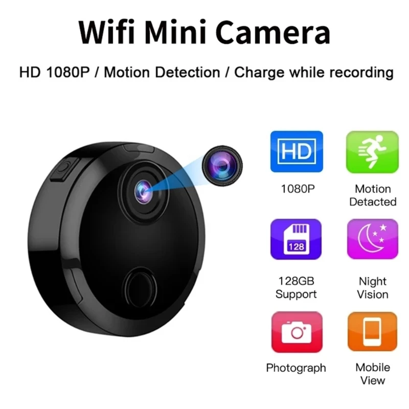 Mini Telecamera Ip 1080P Visione Notturna Wireless Home Security Webcam Sorveglianza Wifi Remoto Con Rilevamento Del