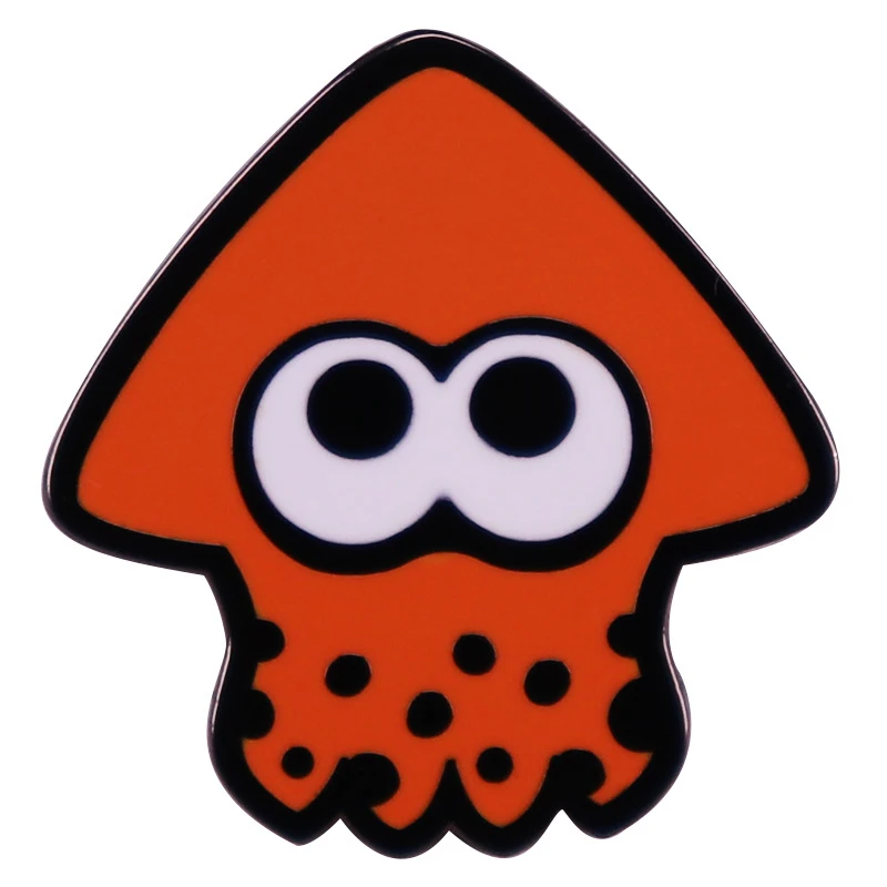 Splatoons Creative Orange Squid Brooch Enamel Brooch Metal Badges Lapel Pins Denim Jacket Jewelry Accessories Gifts