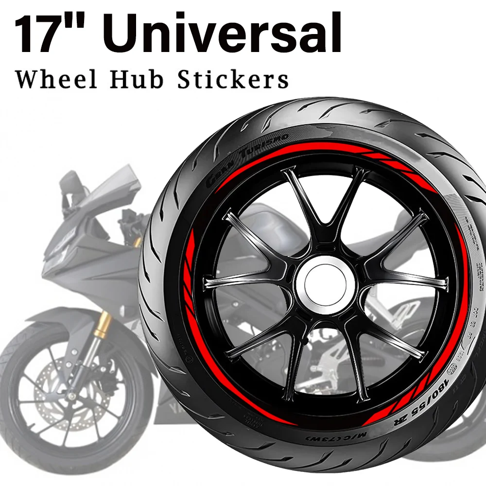 17 ''Universal Wheel Hub Sticker Riflettente Moto Scooter Rim Stripe Decal Motor Bike Accessori Per Honda Kawasaki Yamaha