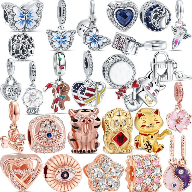 Nuova Macchina Da Scrivere Splittable Yin Yang Sparkling Ciondola Charm Pixiu Tiger Eye Beads Fit Original Pandora Bracciale 925 Gioielli In Argento