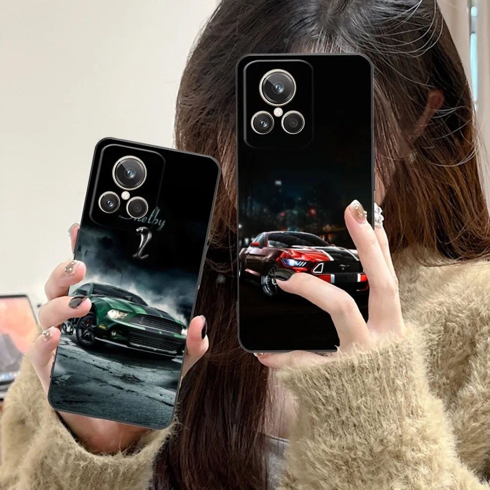 M-Mustang C-Cobra Mobile Cell Phone Case For Realme Gt 2 9I 8I 7I Pro X50 X2 C35 C21 C20 C11 C3 Black Soft Phone Cover Funda