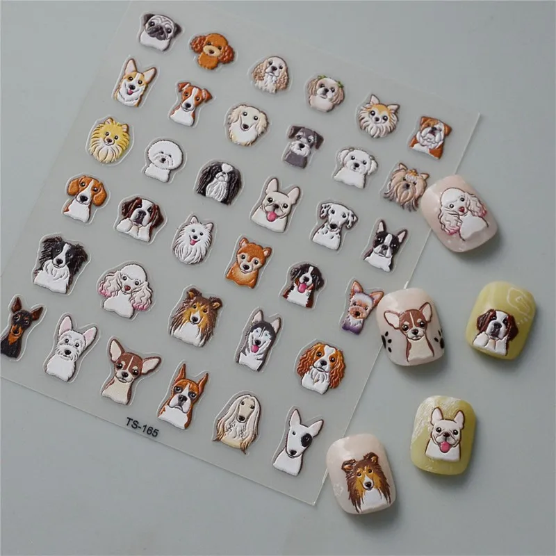 Puppy Dots Series 5D Nail Stickers Colla Posteriore Nail Slider Designs Sliders Women Nails Art Decor