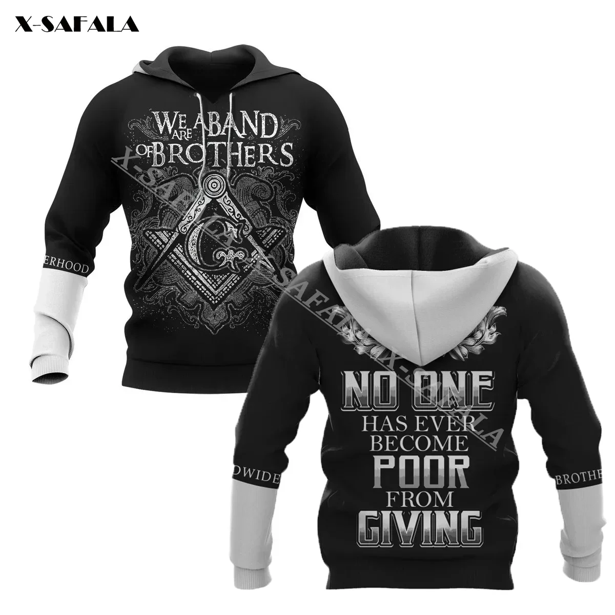 Masonic No Has Ever Poor Da Dare 3D Print Zipper Felpa Con Cappuccio Da Uomo Pullover Felpa Con Cappuccio In Jersey Tute Outwear