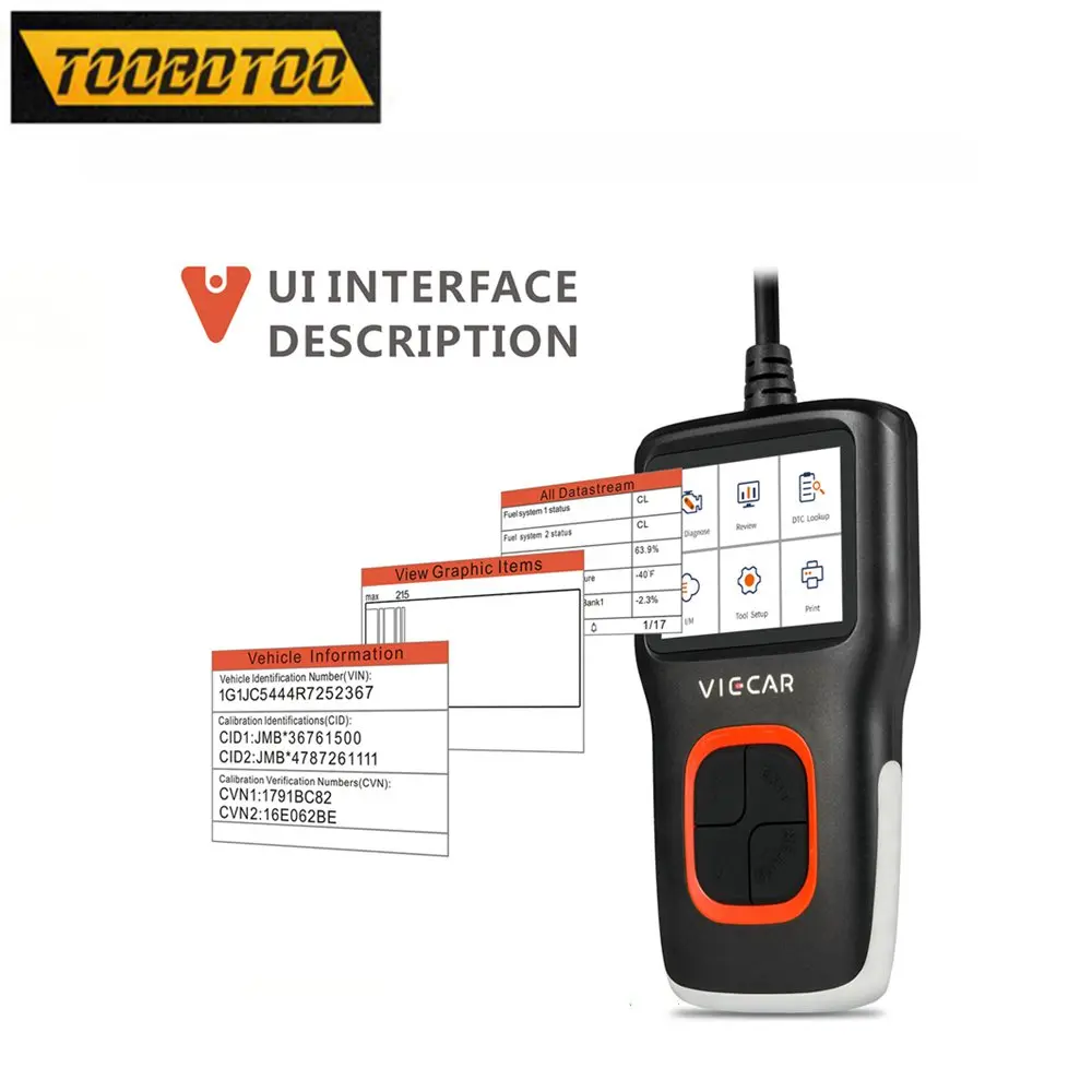 2023 Viecar Vp101 Lettore Di Codici Per Auto Obd Eobd/Obd2 Scanner Per Bmw Per Opel Diagnostic Automotive Scan Auto Tool Pk Elm 327 Cr3001