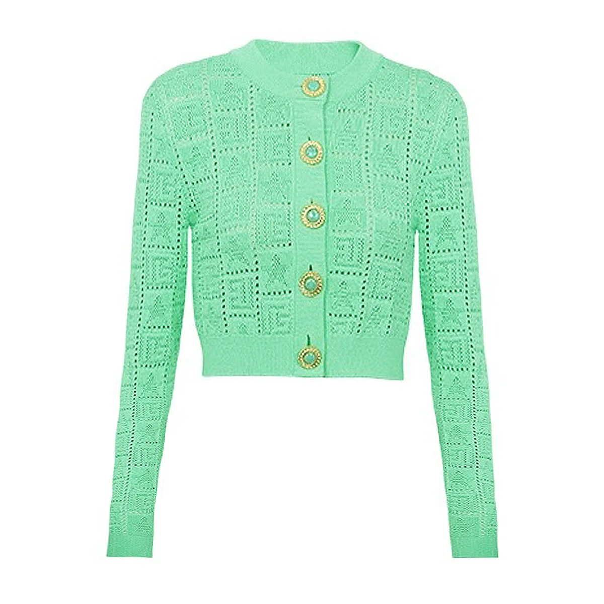 Cardigan Lavorato A Maglia Con Motivo A Lettera Da Donna Balmain