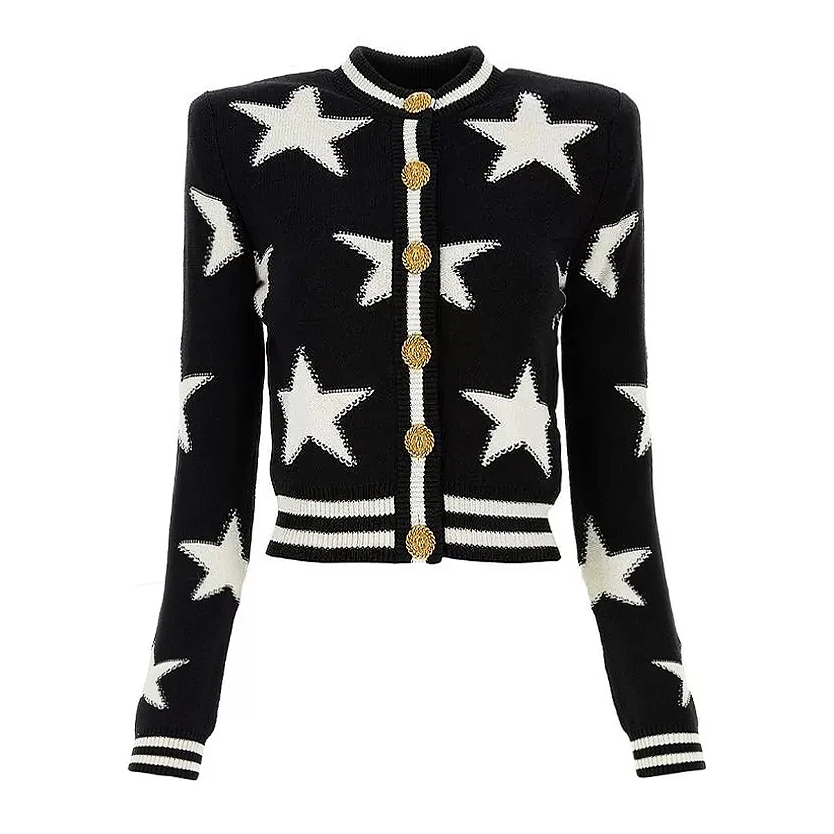 Balmain Women Luxury Designer Clothes Cardigan Lavorato A Maglia Abbottonato