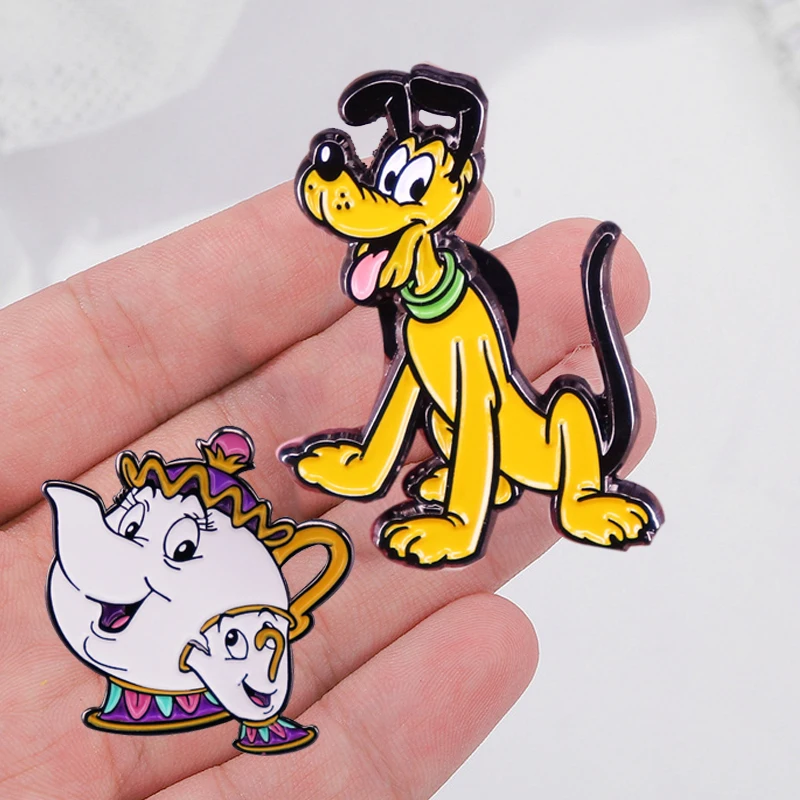 Disney Pluto Madame Samovar Enamel Pins Cartoon Metal Brooch Badge Jewelry Clothes Hat Backpack Accessories Gifts