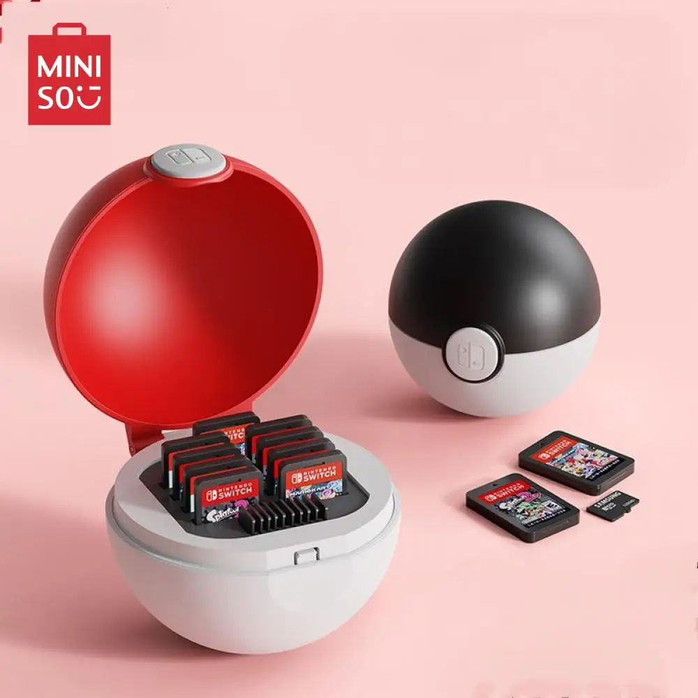 Miniso Nintendo Switch Game Cassette Box Tf Card Storage Grande Capacità Cartoon Elf Ball Oledns Storage Box Regali Per Bambini