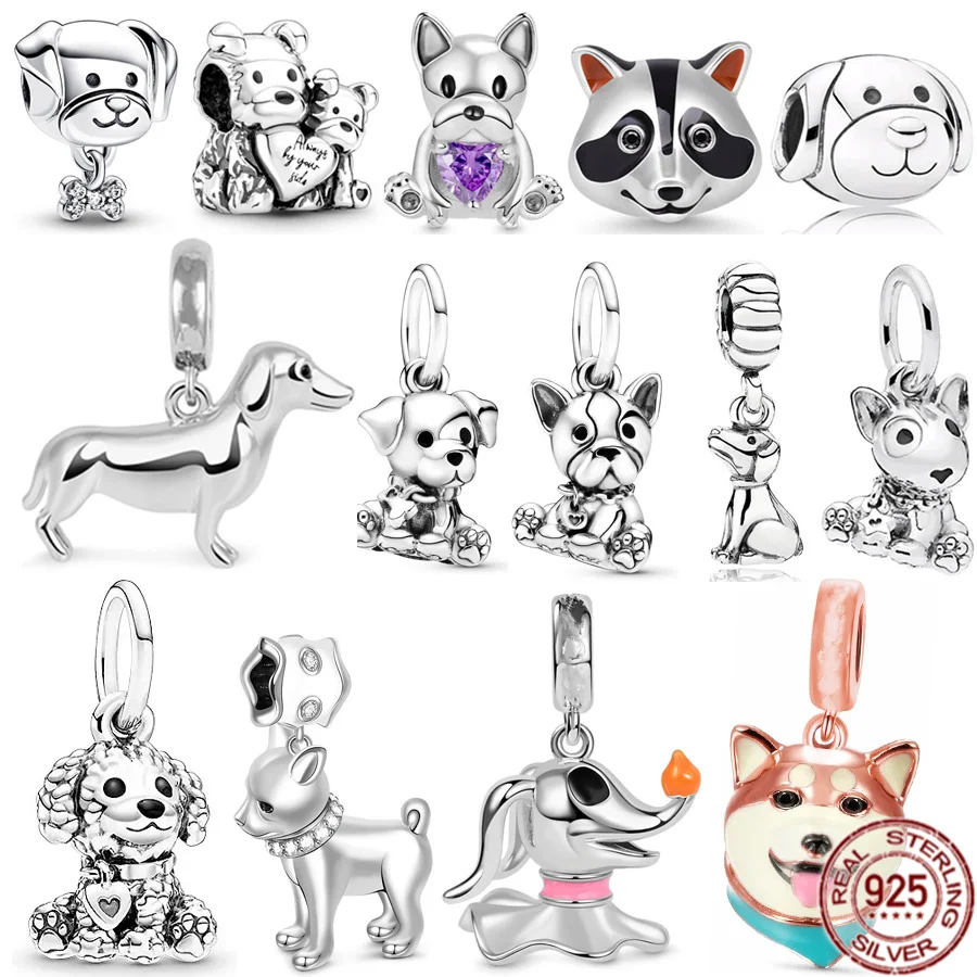 Vendita Calda 925 Sterling Silver Pet Dog Series Bulldog Labrador Ciondolo Charm Beads Fit Originale Pandora Bracciale Regalo Gioielli Fai Da Te