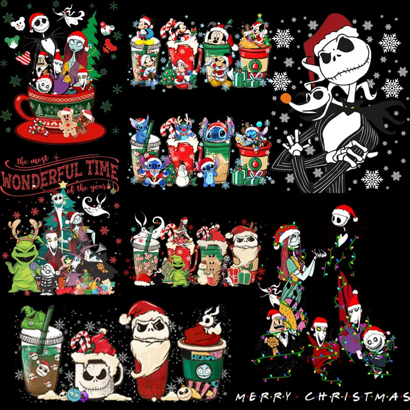 Jack Skellington Adesivi Natalizi Stitch Mickey Iron On Transfers Toppe Per Trasferimenti Tessili Per Vestiti