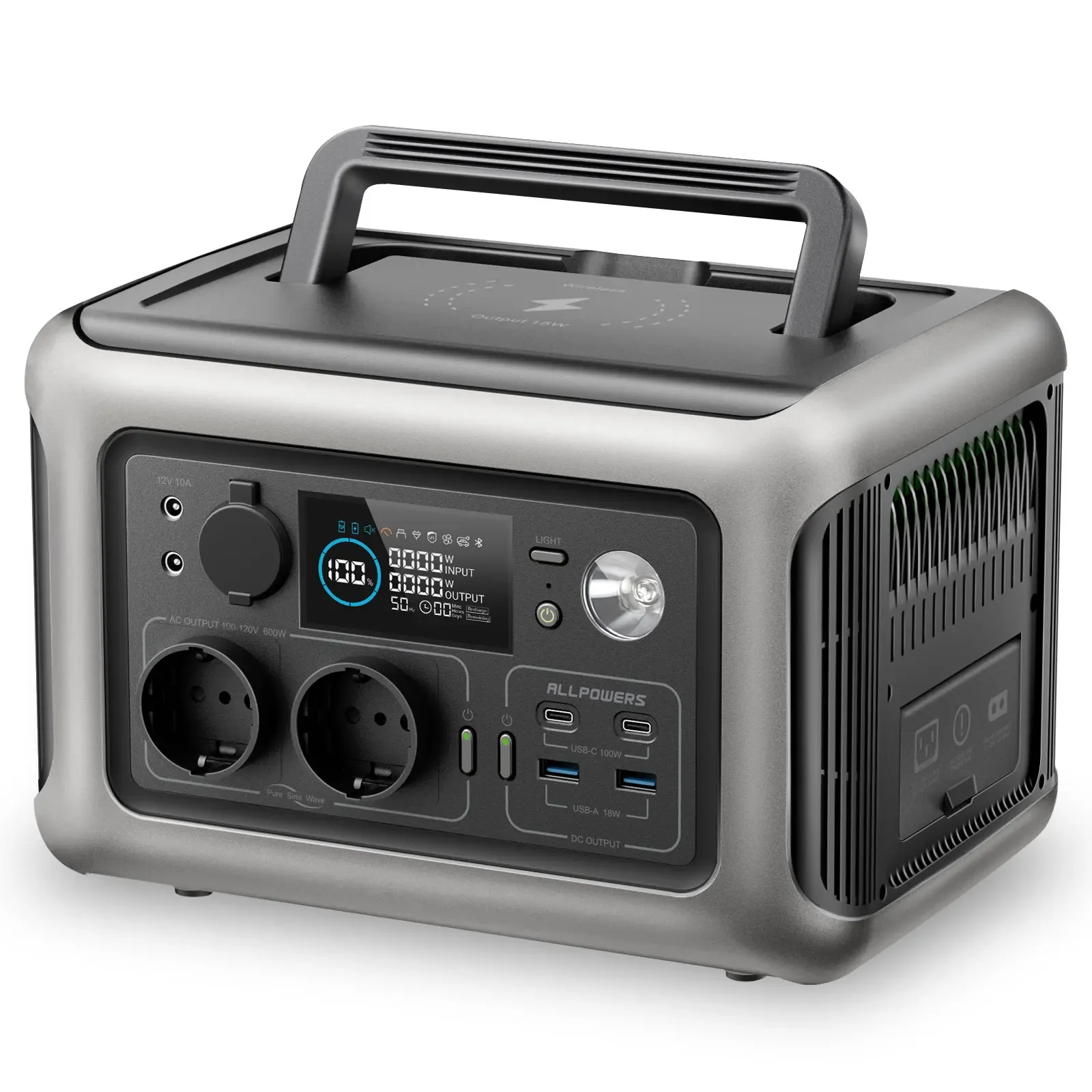 Allpowers Portable Power Station R600, 299Wh Lifep04 Batteria Con 2X600W Dc Ac Prese Generatore Solare Per Campeggio Rv Home