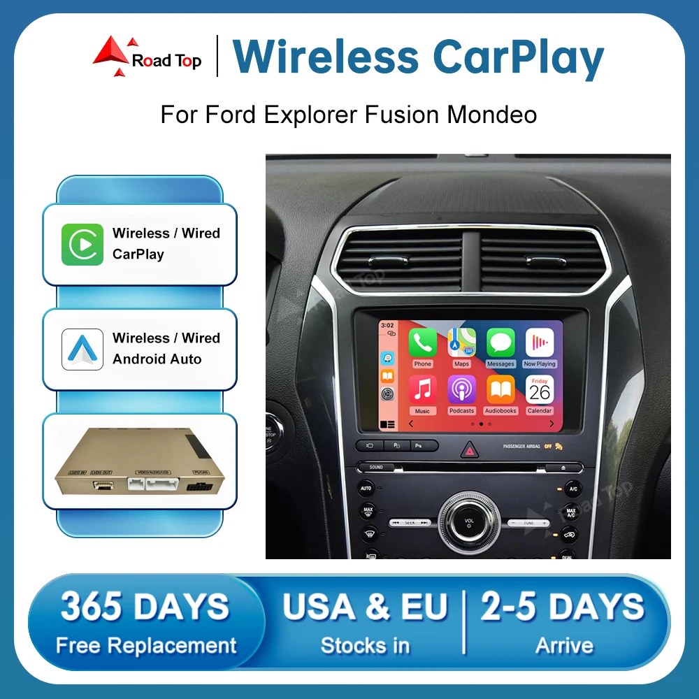 Road Top Wireless Carplay Per Ford Explorer Fusion Mondeo Sync 2 System Con Android Auto Mirror Link Airplay Car Play Funzioni